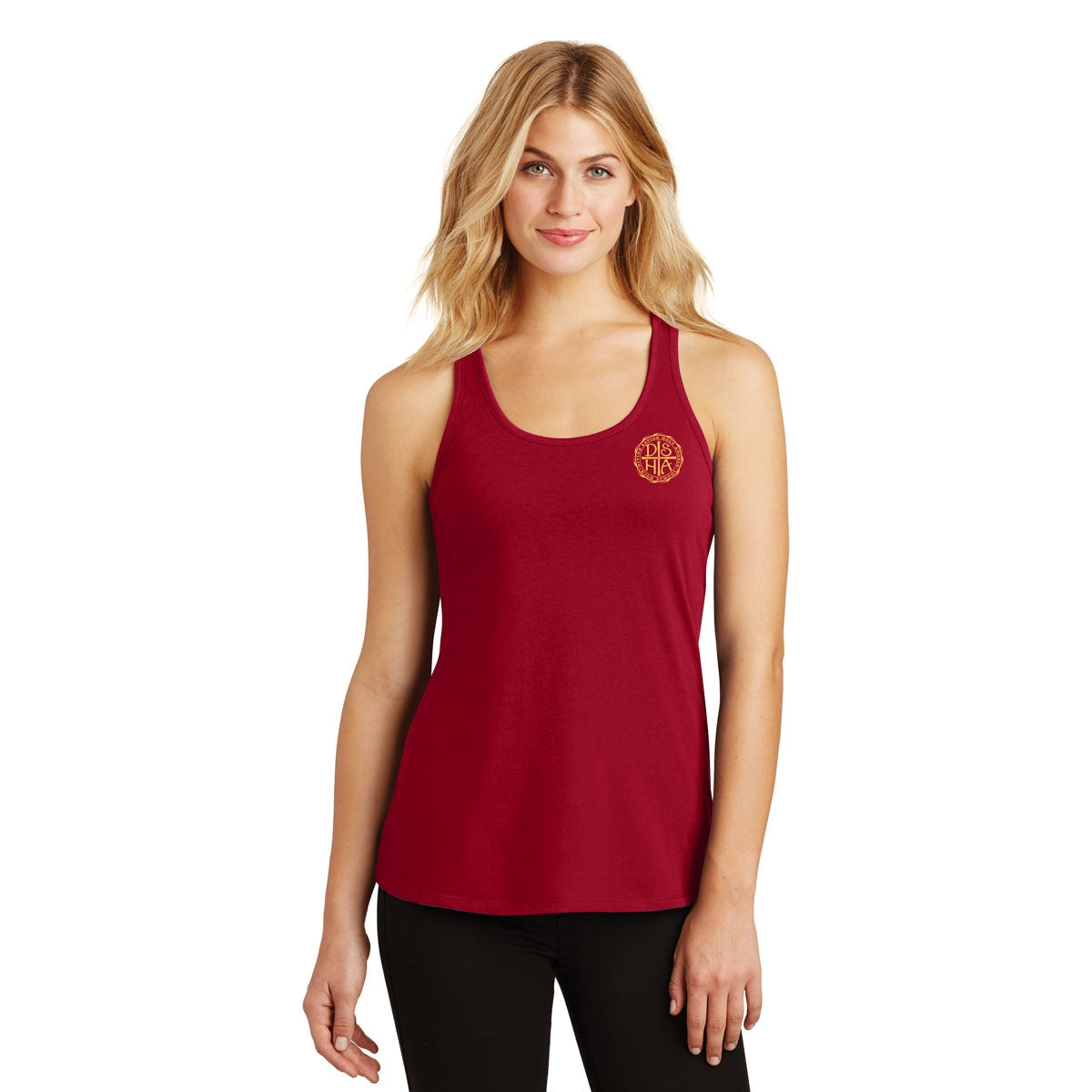 Ladies Solid Gathered Racerback Tank - Red