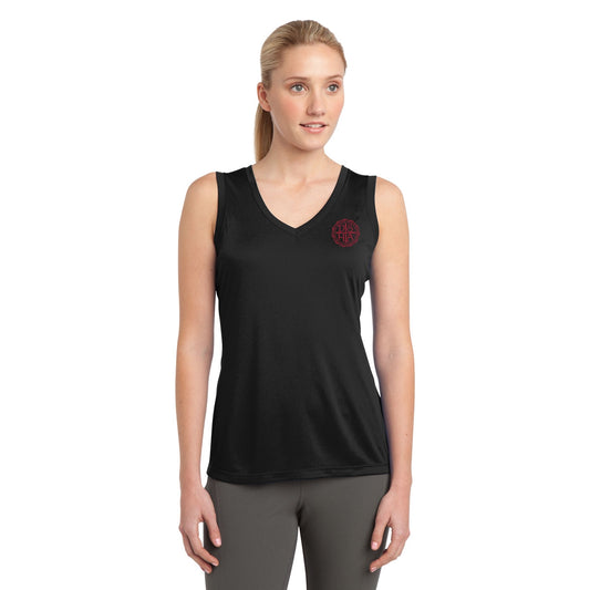 Ladies Solid Gathered Racerback Tank - Black